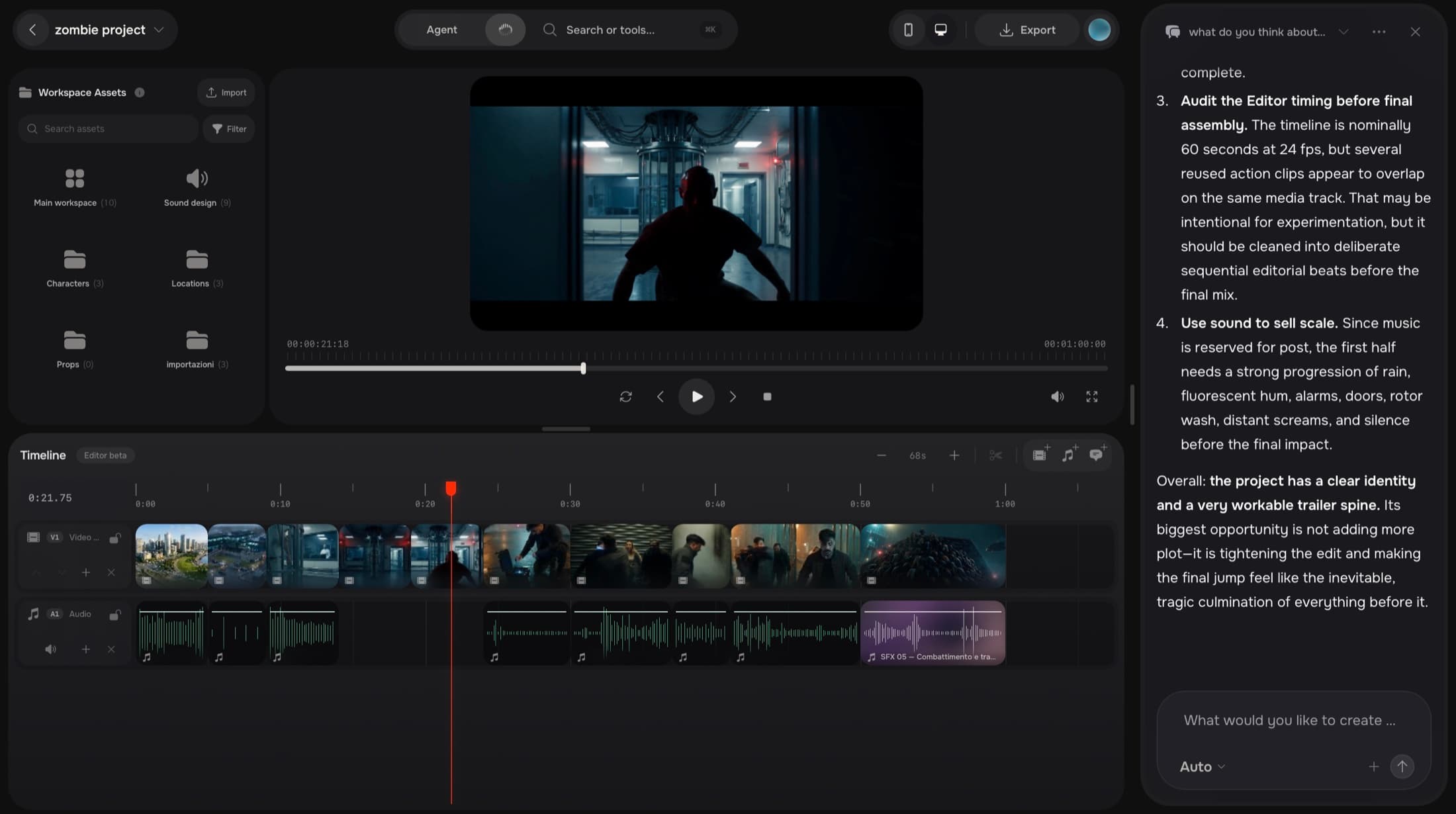 Editor de vídeo Widemile con preview y timeline